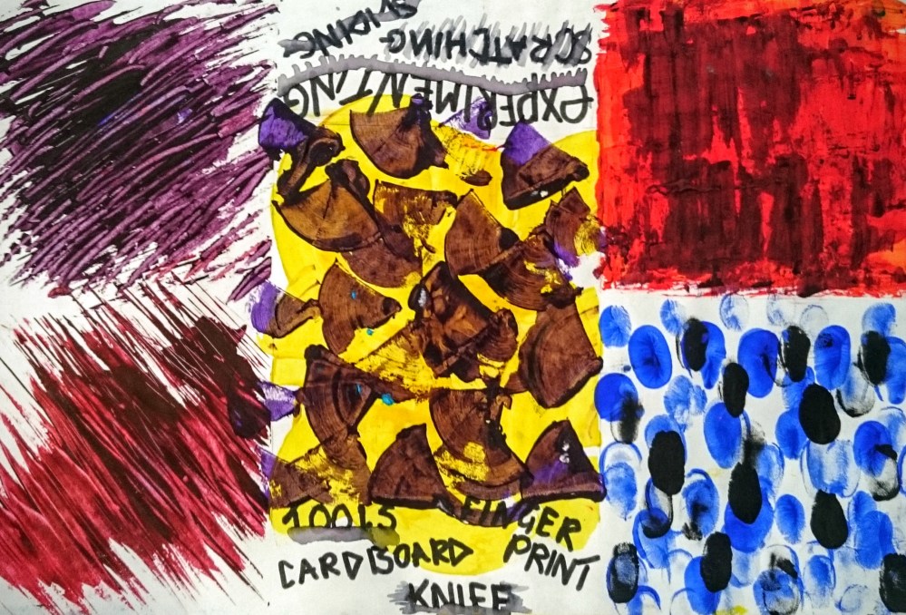 Acrylic paint mark making techniques