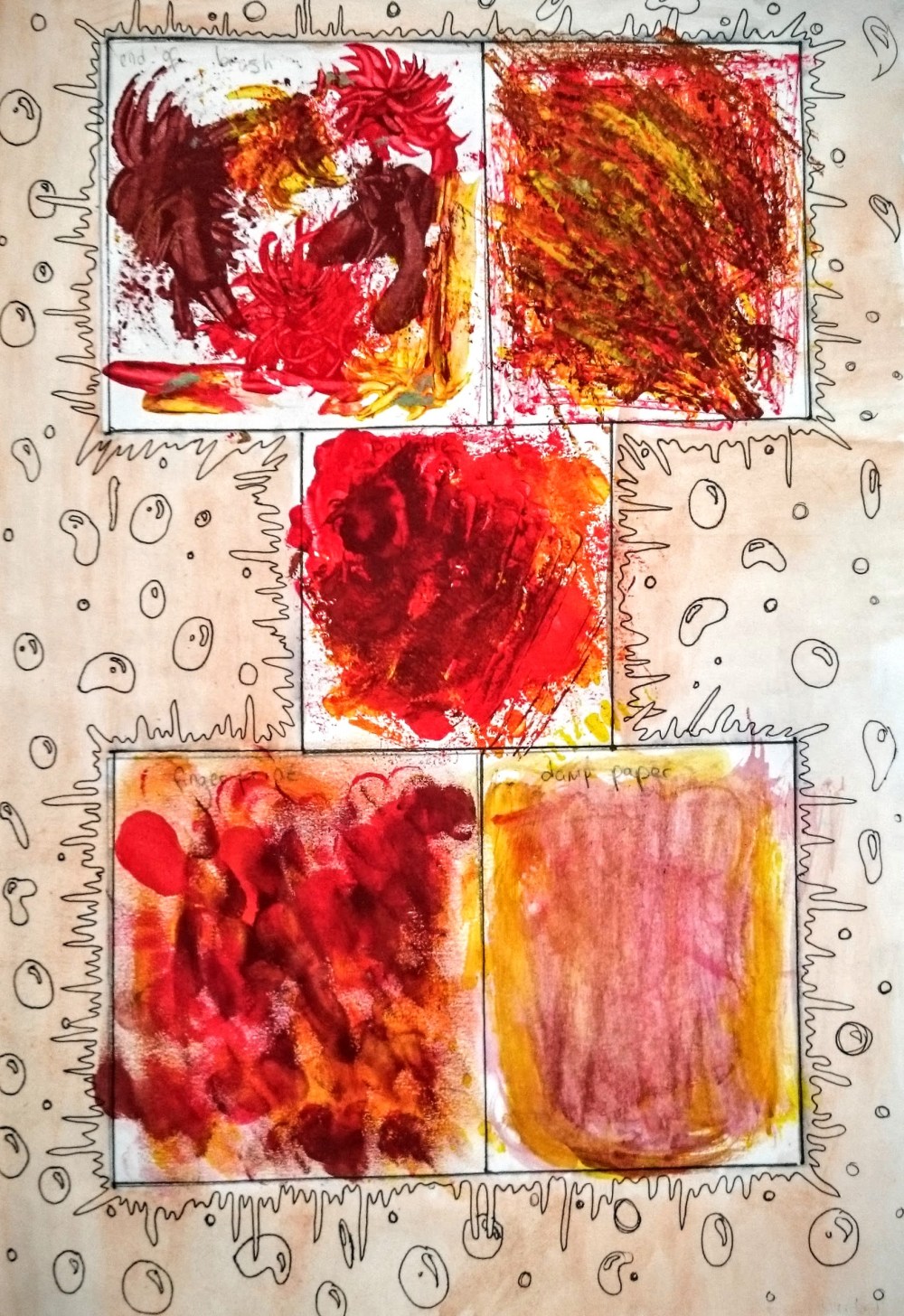 Acrylic paint mark making techniques