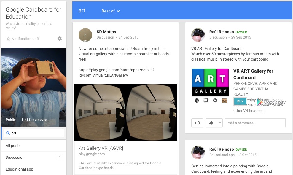 Google Cardboard for education - technology in art