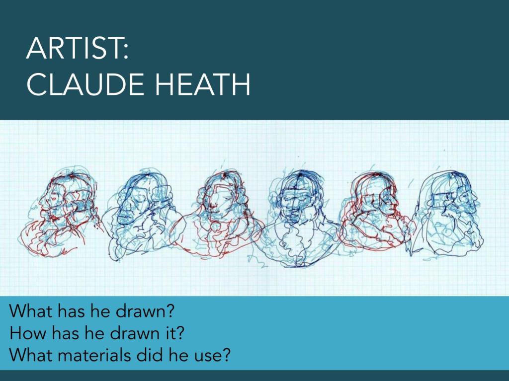 Continuous line drawing art lesson