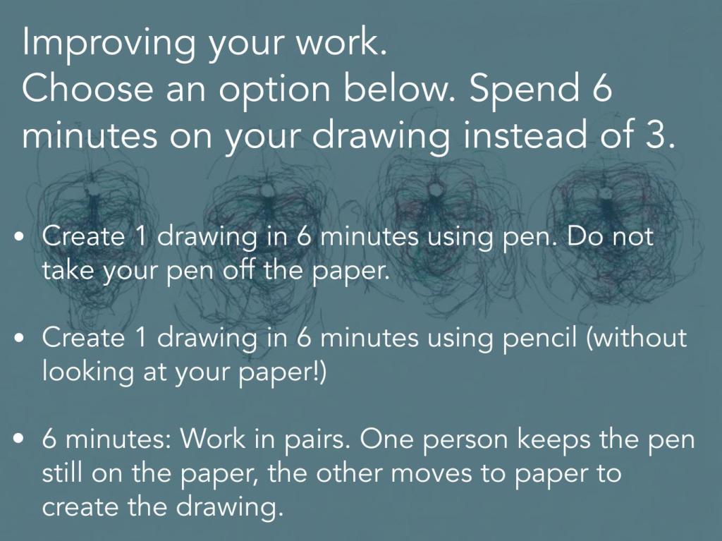 Continuous line drawing and blind drawing activities