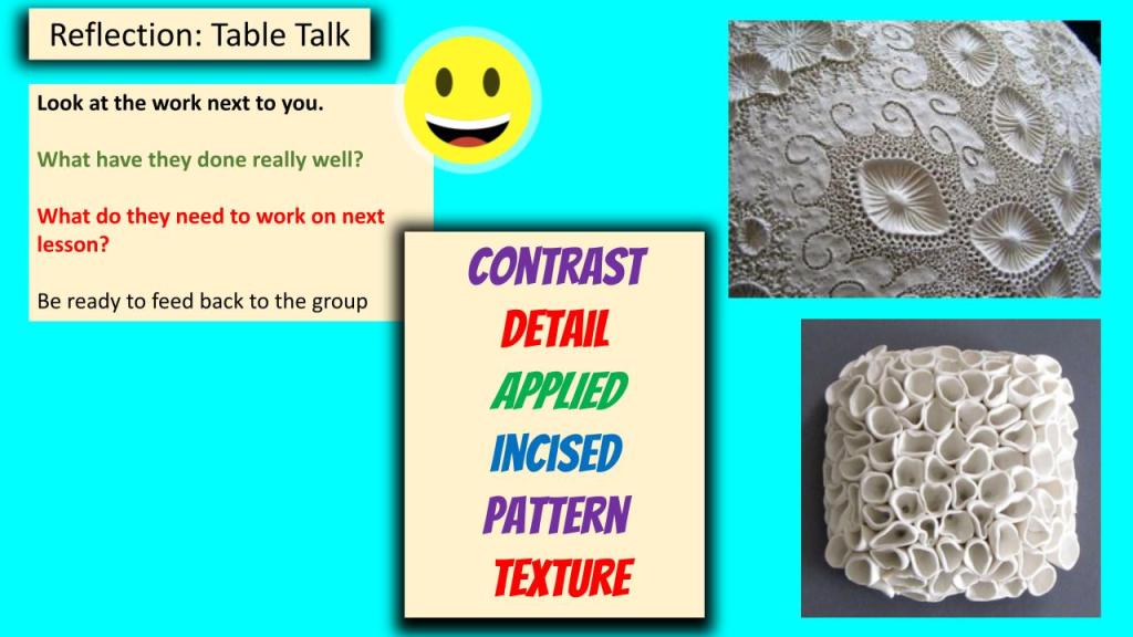 KS3 ceramic lessons lesson reflection plenary