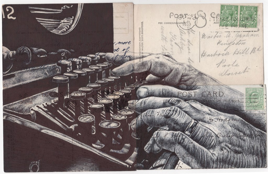 Typewriter drawing biro pen