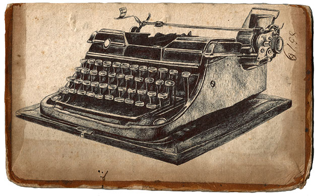 Mark Powell typewriter drawing