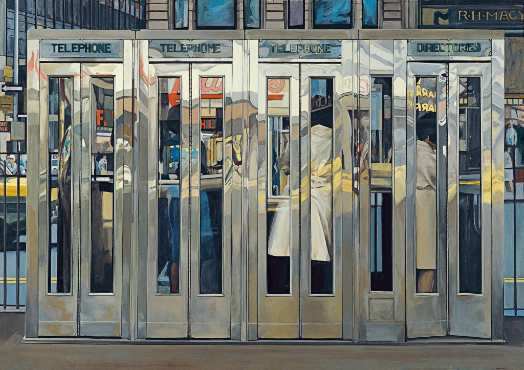 Richard Estes Telephone Boxes painting 
