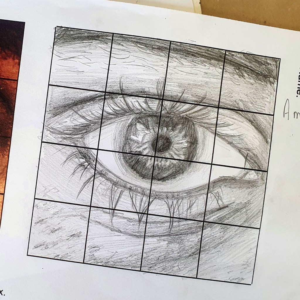 Art cover sub lesson simple - grid drawing worksheet - eyes