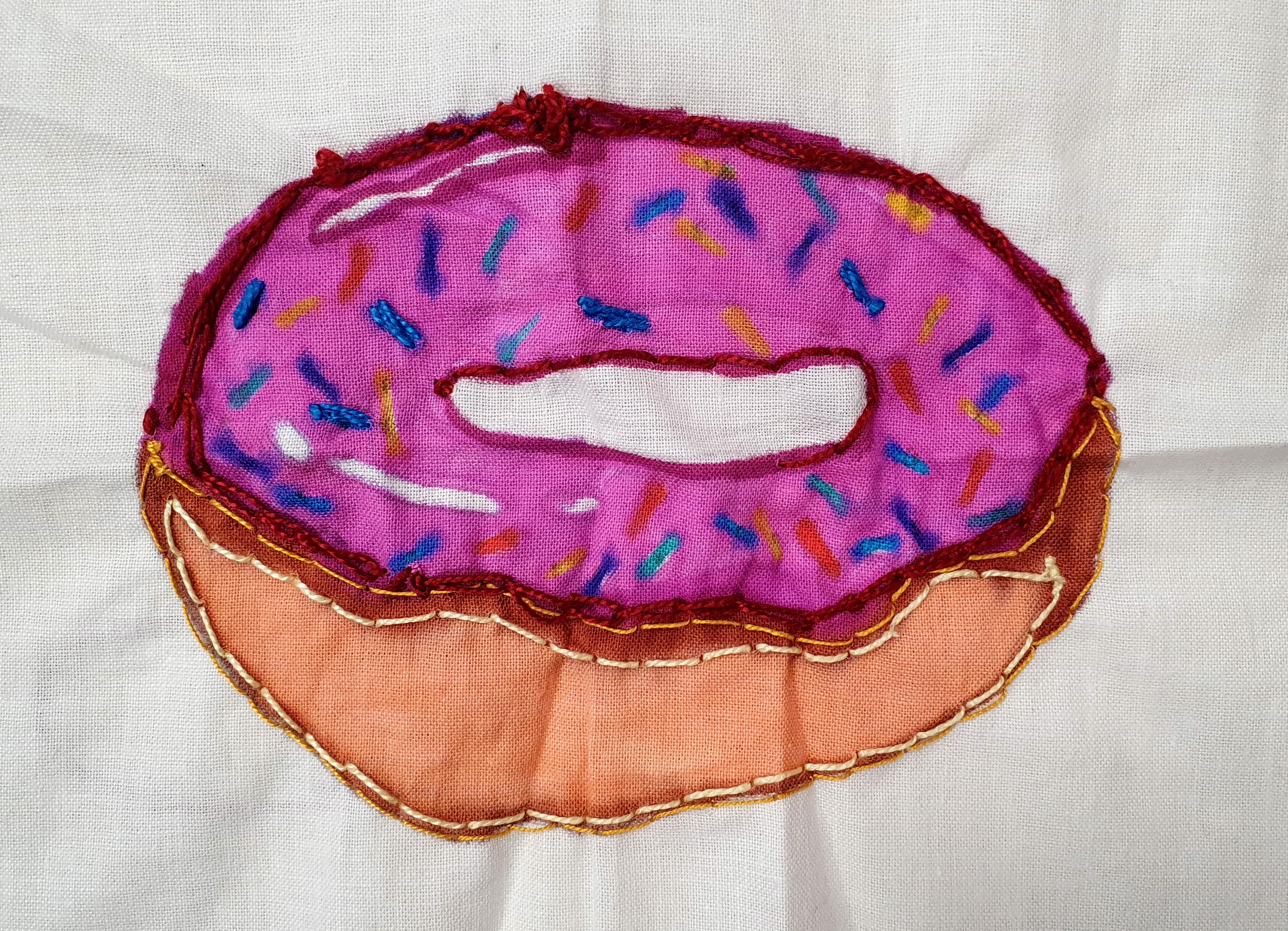 Hand embroidery art - donut 3
