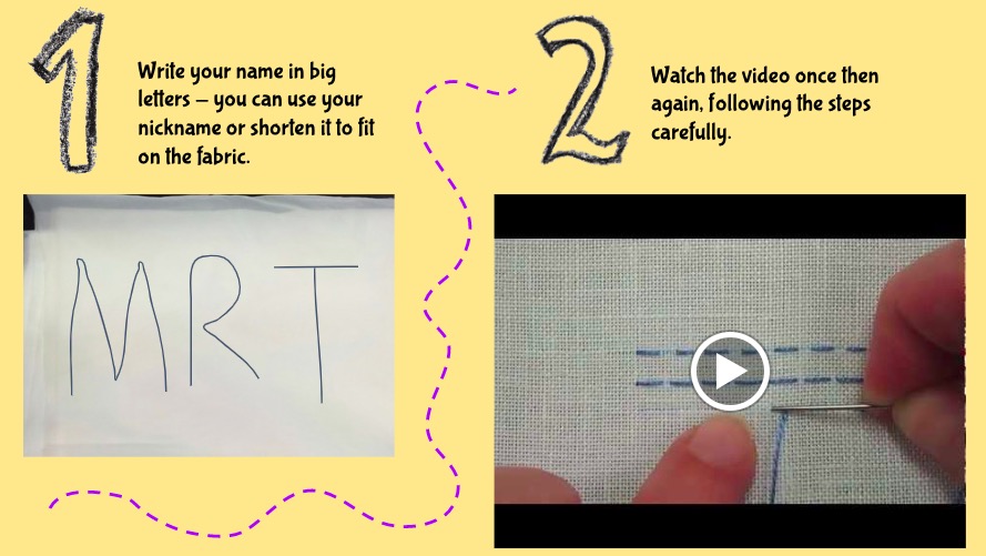 Art Textiles stitching simple project - running stitch