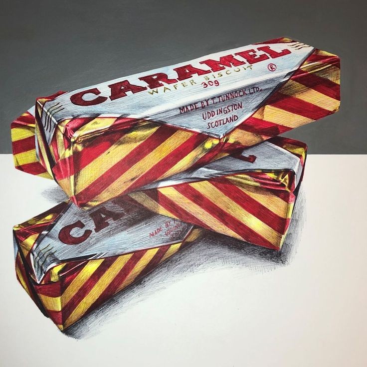 Nicola McBride biro pen art - Caramel water biscuit drawing.