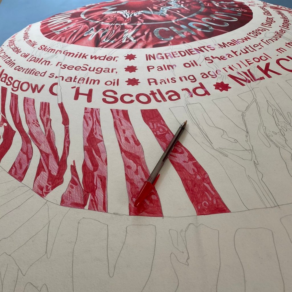 Nicola McBride biro pen art - close up teacake