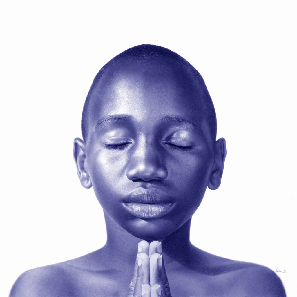 Oscar Ukonu - Our daily breathe biro pen drawing portrait
