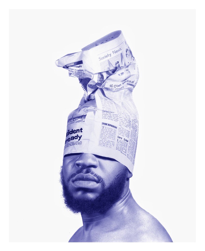 Oscar Ukonu - Disinformation of a republic 5 - biro pen artwork - male portrait