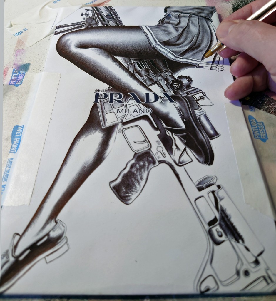 James Mylne - biro drawing - Prada bag