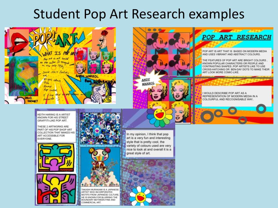 GCSE Research pages examples - Pop Art