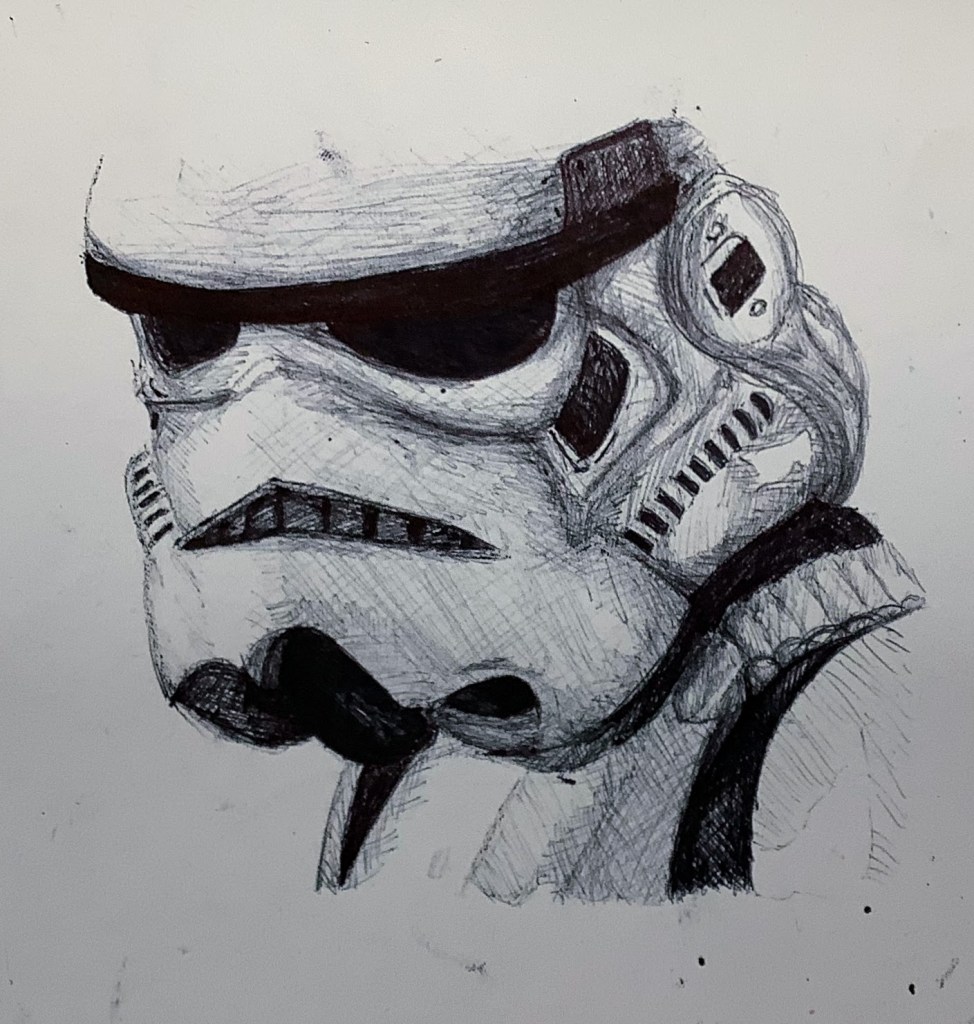GCSE art biro pen drawing - storm trooper