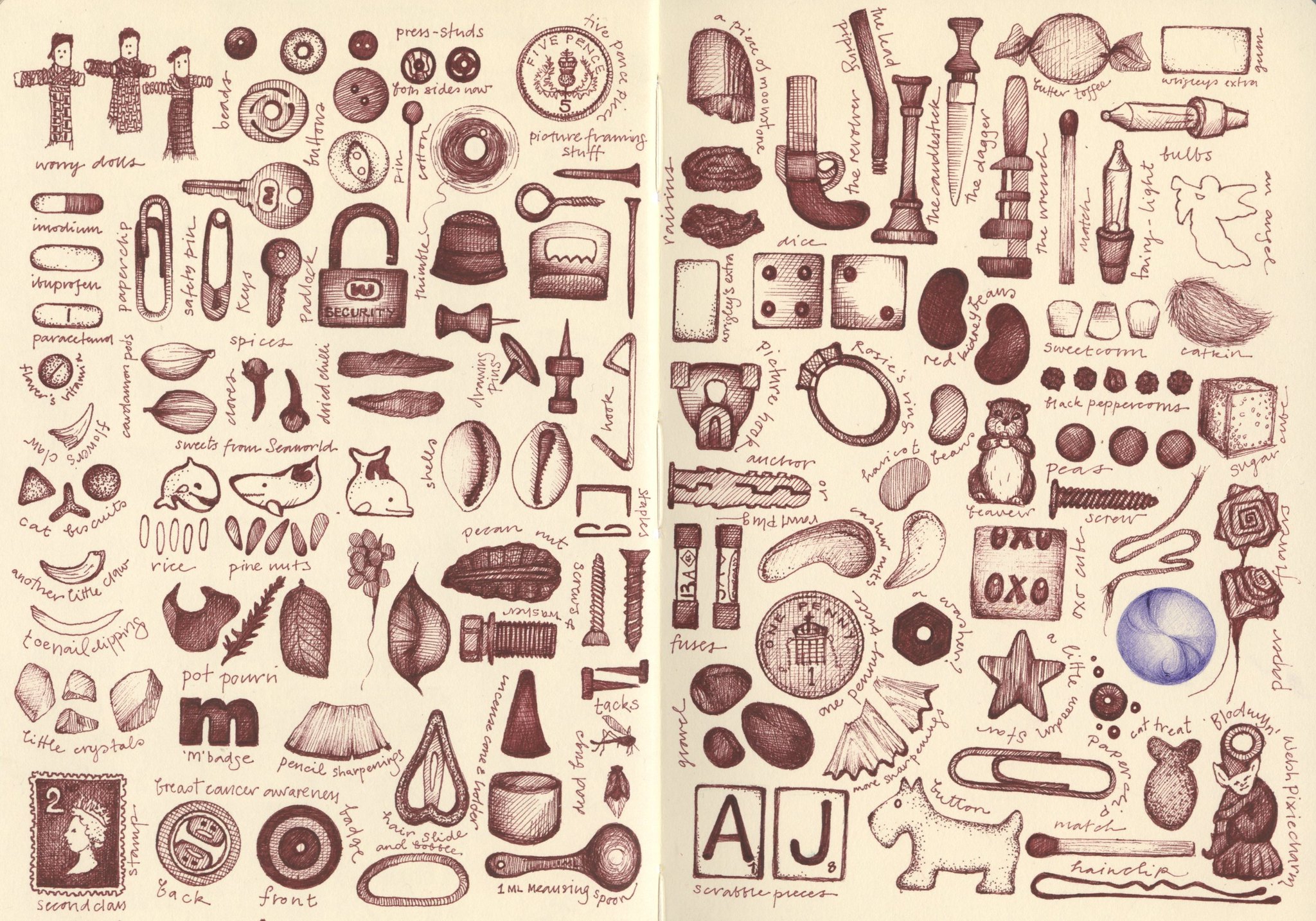 Andrea Joseph - biro pen objects artwork