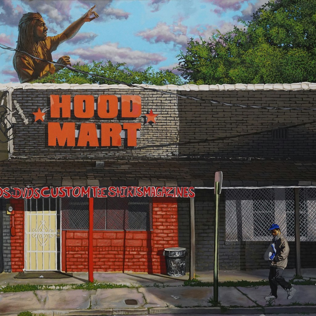 Alfred Conteh - Hood Mart (1 for 5, 3 for 10) acrylic painting on canvas