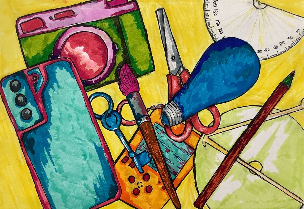 GCSE Art Project - Objects example in felt tip