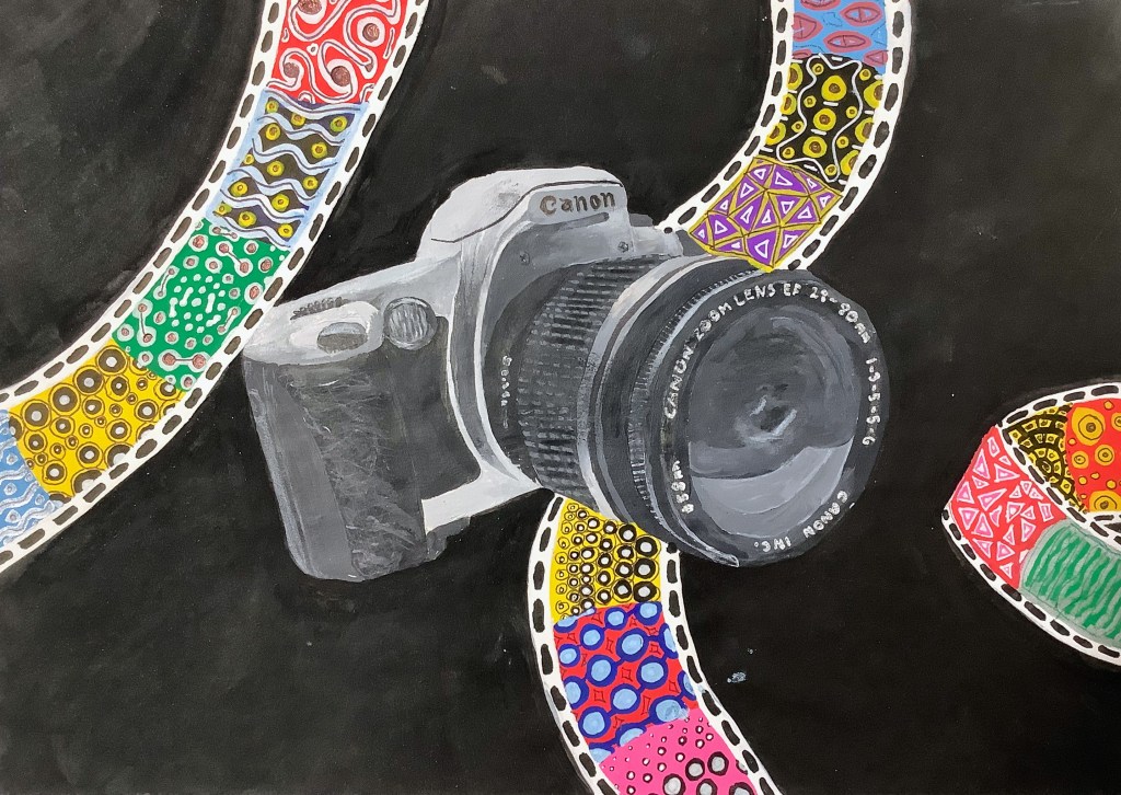 GCSE Art Project - Objects example camera and Yayoi Kusama
